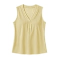 thumbnail image 6 of idosla Boho Tops for Women Teen Girl Trendy Print V Neck Sleeveless Tank Tops Casual Basic Tees Lightweight Shirts Summer Clothes (Yellow, L), 6 of 6