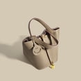 thumbnail image 2 of Bolso de piel de vaca de capa superior, bolso tipo cubo a juego, bolso de mujer de piel auténtica, bolso de mano de alta gama, 2 of 5