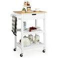 thumbnail image 1 of Gymax 3-Tier Kitchen Island Cart Rolling Service Trolley w/ Bamboo Top Shelves White, 1 of 10