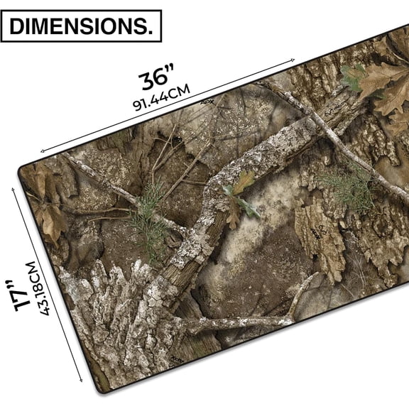 Real Tree Large Gaming Desk Pad - 36" x 17" Duraglyde Fabric APX – Without Logo Desk Mats - Non-Slip, Washable, Smooth Glide for Precision Gaming & Work