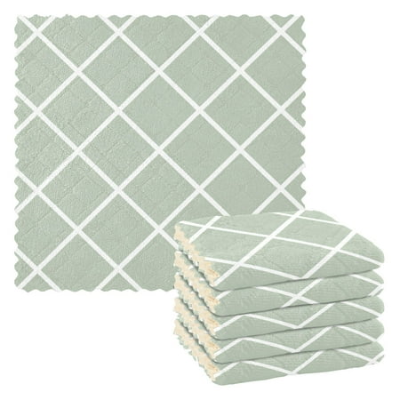 

Kitchen Dish Towels Soft Absorbent Dish Cloths 11 x11 Green Block 6 Packs