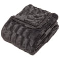 thumbnail image 5 of Chanasya Super Soft Fuzzy Faux Fur Elegant Rectangular Embossed Throw Blanket | Fluffy Plush Sherpa CozyGrey Microfiber Blanket for Bed Couch Living Room Fall Winter Spring (50" x 65") - Dark Grey, 5 of 10