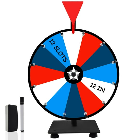 SCZS 12 Inch Prize Wheel, Heavy Duty Spinning Wheel for Prizes, 12 Color Slots, Game Wheel Spinner with Stand, Spin The Wheel for Carnival, Trade Show and Win Fortune Spin Games