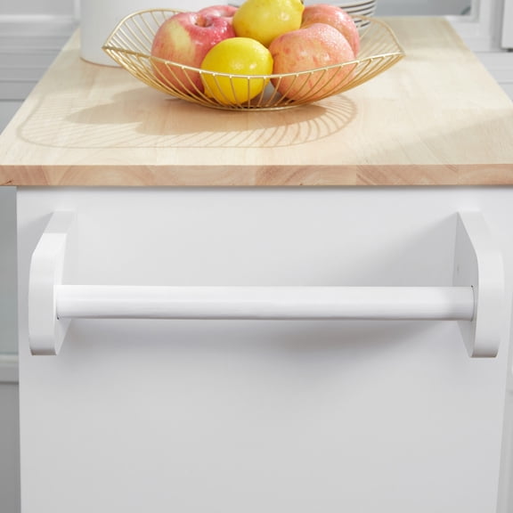 Kitchen Islands HOMCOM Kitchen Island Cart Rolling Trolley Cart with Drawer, Storage Cabinet & Towel Rack, White,Wooden Kitchen Islands