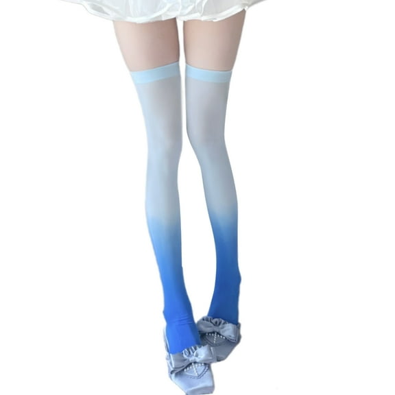 Graduated Color Thigh High Long Stockings For Women Stretchy Over Knee Design Soft Nylon Long Socks Silk Opaque Tights