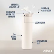 Ello Pop & Fill 22oz. 2-Pack Stainless Steel Water Bottle with Leak Proof Locking Lid
