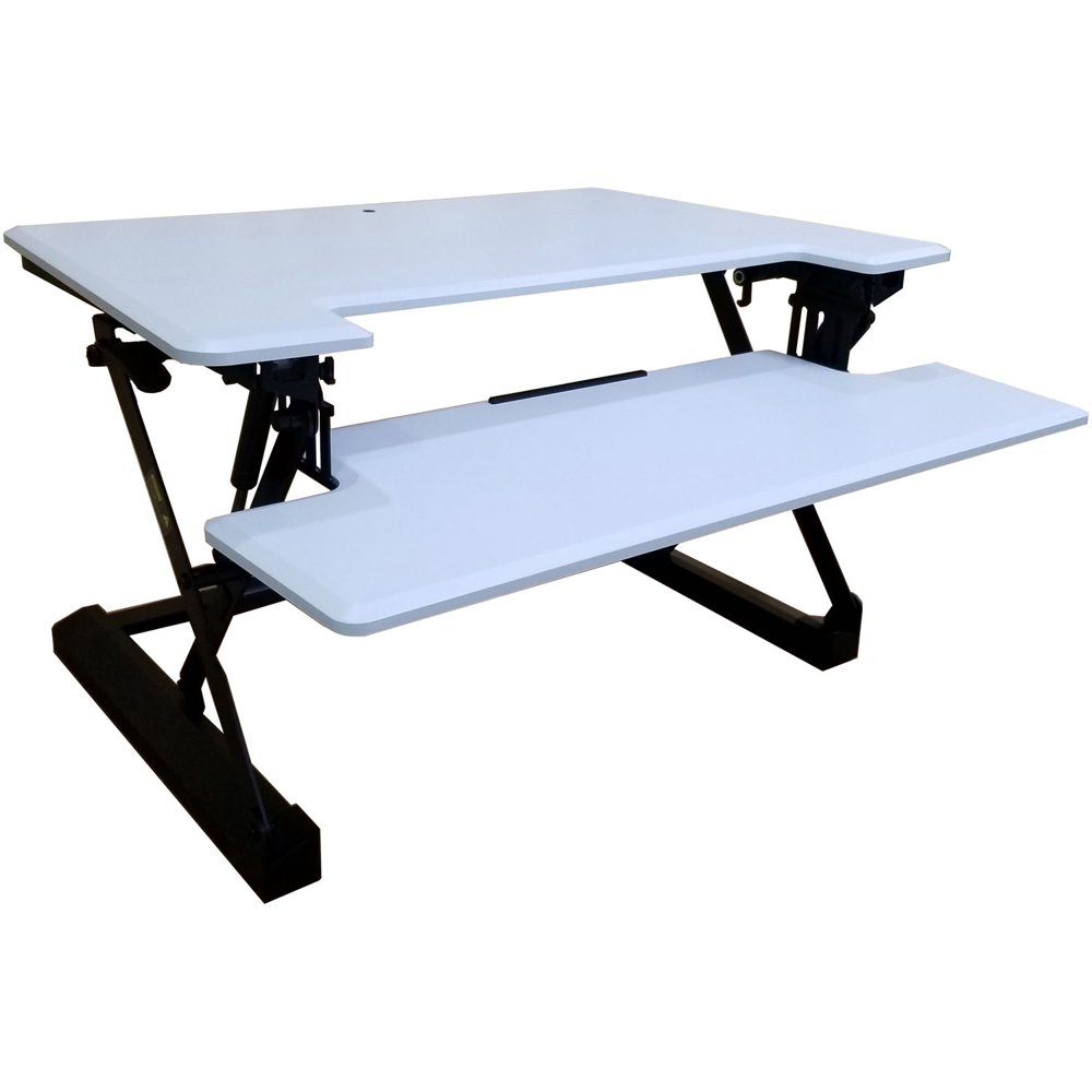 Hanover 35In. Wide White Tabletop Sit or Stand Lift Desk with