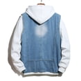 thumbnail image 2 of KaLI_store Men Jean Jacket Coat Men's Distressed Denim Jacket Button Down Jean Coat Casual Long Sleeve Jackets Outwear Blue,M, 2 of 5
