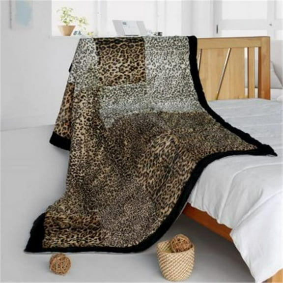 ONITIVA-BLK-078 61 by 86.6 in. Onitiva - Refined Taste Animal Style Patchwork Throw Blanket  Brown