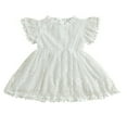 thumbnail image 1 of Bébés Filles Été une Ligne Robe Manches Courtes O Cou Dentelle Pompon Robes, 1 of 7