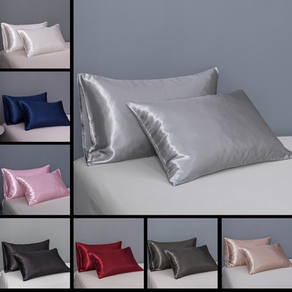 Details about   Satin Silk Pillow Shams Pillow Cover 2PCS King Queen Standard for Skin and Hair 