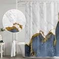 thumbnail image 5 of Blue Gold Marble Shower Curtain, Waterproof Shower Curtains for Bathroom, Modern Abstract Marble Crack Texture Washable Fabric Bathtub Curtain Set Bath Decor with 12 Hooks Standard 72"x72", 5 of 8