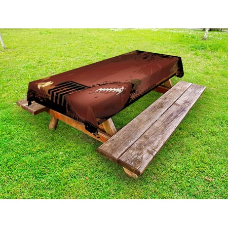 

Sports Outdoor Tablecloth Maroon Grunge Rugby Theme with Game Elements Competition Win Sports Artisan Image Decorative Washable Fabric Picnic Tablecloth 58 X 120 Inches Brown Black by Ambesonne