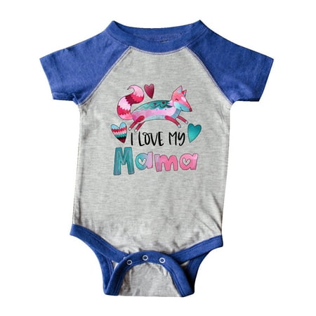 

Inktastic I Love My Mama Pink and Blue Fox with Hearts Gift Baby Boy or Baby Girl Bodysuit
