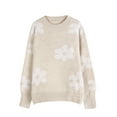 thumbnail image 3 of Pullover Sweaters for Women Y2K Cute Flower Floral Print Crewneck Fall Winter Knitted Sweaters Warm Long Sleeve Jumper Tops Alsol Lamesa, 3 of 6
