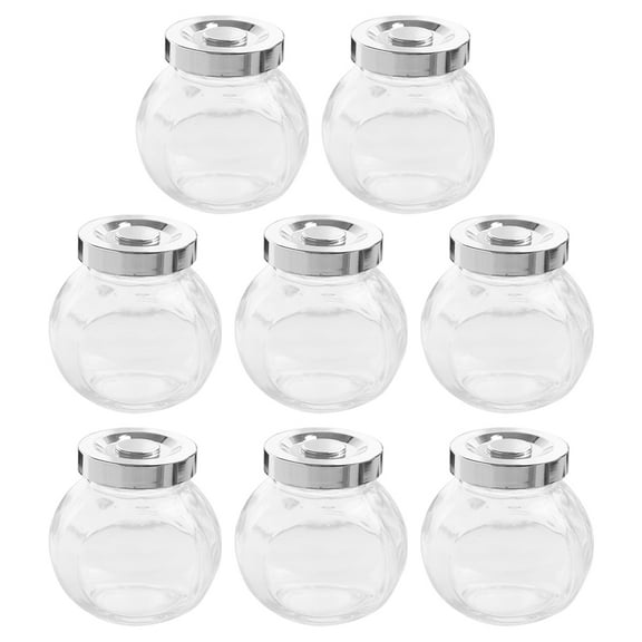 Zoyueyie 8 Pcs Glass Storage Jars Transparent Food Storage Container Cereals Canister