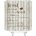 thumbnail image 3 of Inspirational Quote Shower Curtain Trust in The Lord with All Thine Heart Rustic Wooden Motivational Vintage Creative Fabric Bath Curtain 72x72 in with Hooks, 3 of 3