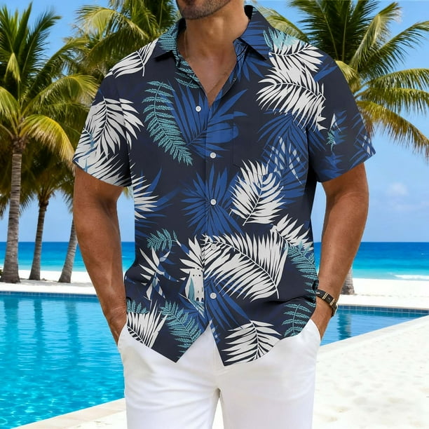 Blusa y camisa de manga corta con cuello vuelto para hombre, unisex, con botones y cuello alto, de longitud media