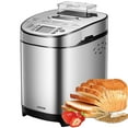 thumbnail image 1 of AICOOK Bread Maker, 2LB Programmable Stainless Steel Bread Machine with 13 Menu Settings, 2 Loaf Sizes, Compact Toaster Maker with Recipe Books, 1 of 6