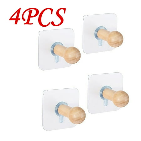 

Qiopertar up to 60% off Gifts 4Pcs Adhesive Wooden Hooks Nails Wood Peg Hooks Hat Storage Wall Mounted Hook Savings!