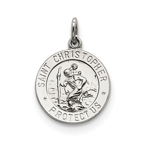 Sterling Silver Saint Christopher Medal Pendant - 1.2 Grams - Measures 21x15mm Wide