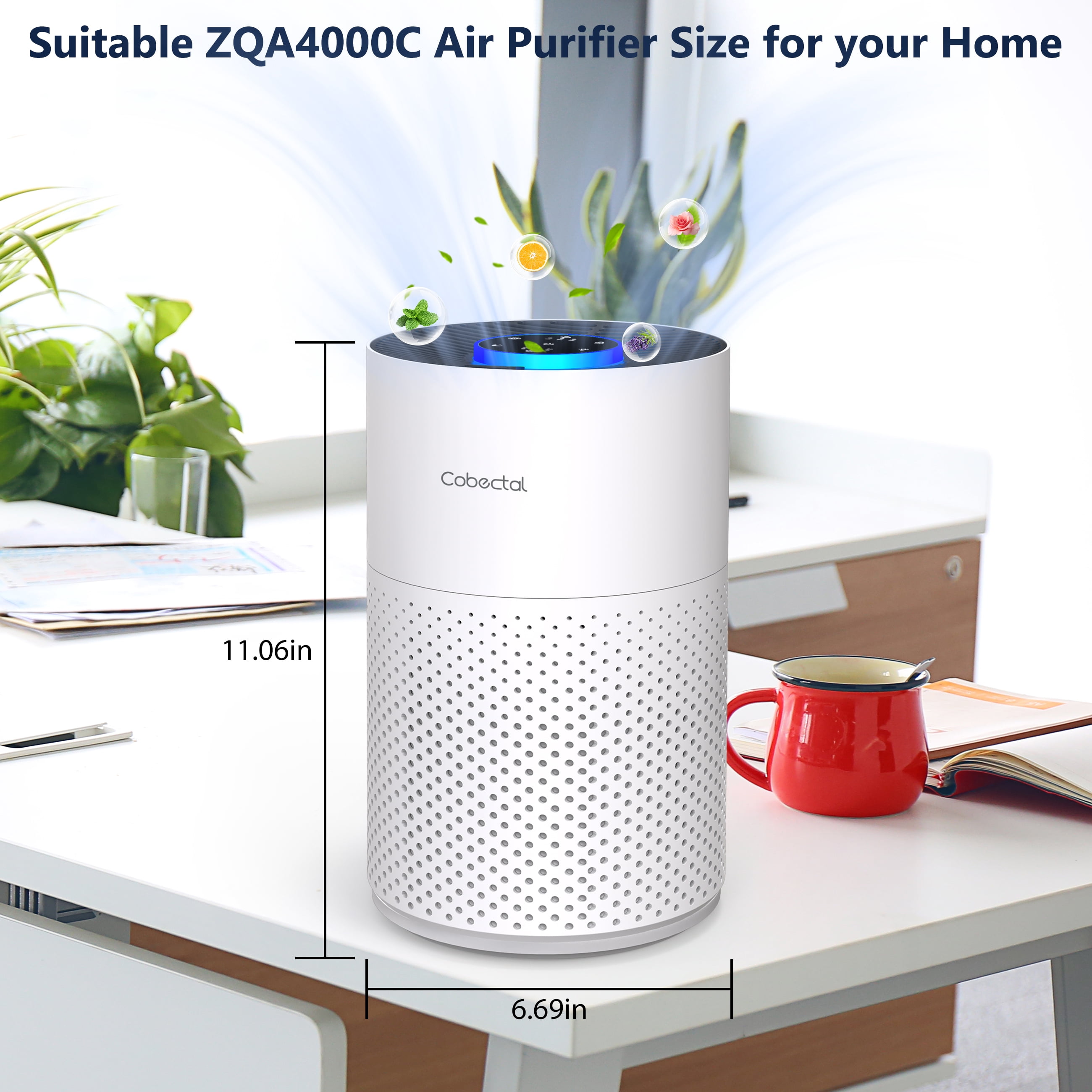 Cobectal H14 HEPA Air Purifiers for Allergies and Asthma, ZQA-4000C Cleaner Remove 99.97% Pet Hair