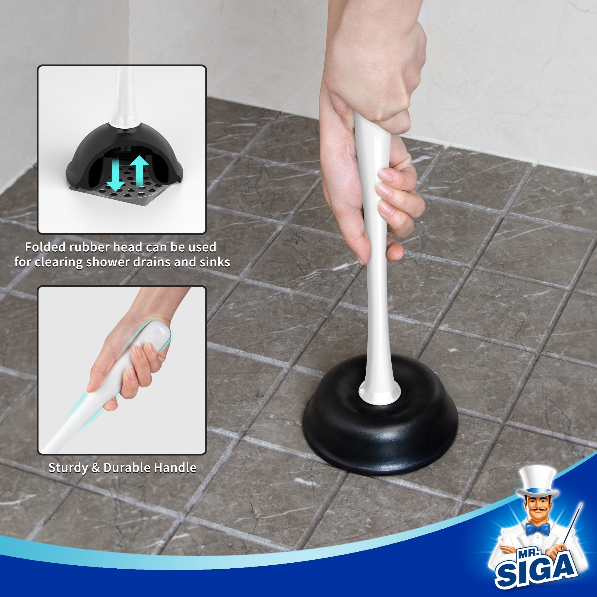 MR.SIGA Toilet Plunger and Bowl Brush Combo, White, 1 Set