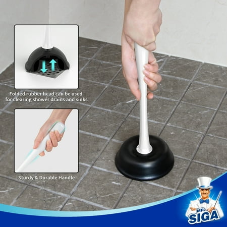 MR.Siga Toilet Plunger and Bowl Brush Combo, White, 1 Set