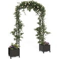 thumbnail image 1 of Garden arch trellis con planter box heavy-duty metal arbor para climbing flowers wedding arch backdrop decorated con flowers balloons y lights para outdoor parties (47.2 in span), 1 of 7
