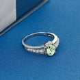 thumbnail image 3 of Gem Stone King 925 Sterling Silver Oval Green Prasiolite White Topaz 0.96 Ct Engagement Ring, 3 of 4