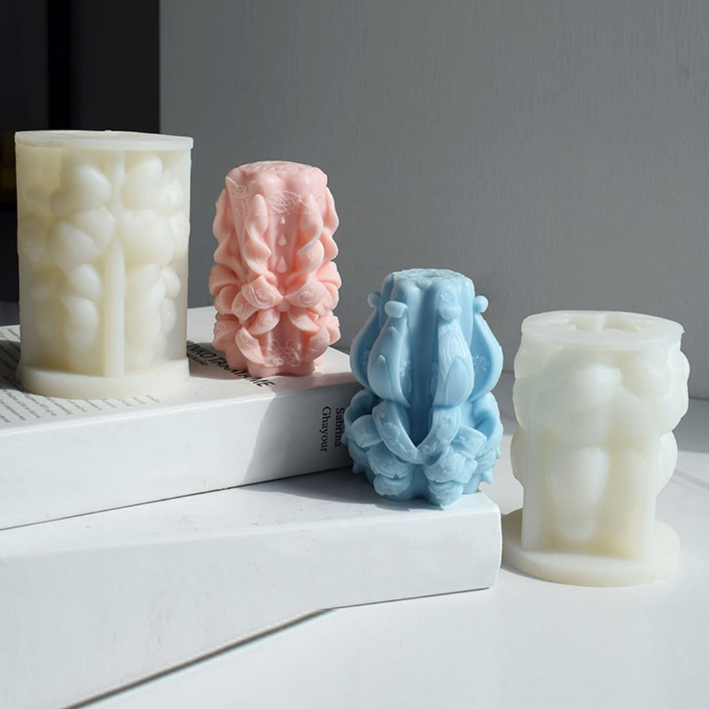 Silicone Candle Mold Candle Mold 3D Cylinder Plaster Epoxy Mold for DIY Soap Candle Making Wedding Decor