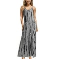 thumbnail image 3 of Sexy Dance Beach Sun Dress for Womens Casual V Neck Loose Long Dress Tie Dye Flowy Pleated Dress Summer Holiday Maxi Dress, 3 of 5