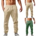 thumbnail image 3 of YOTMKGDO Straight-Leg Baggy Men's Elastic Pants Solid Color Breathable Loose Casual Pants Casual Solid Pants for Men, Green S, 3 of 7