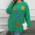 thumbnail image 6 of PiGOGI Women's Plus Size Beaded Sweater Coat Round Neck Long Sleeve Pullover for Winter Green XXL, 6 of 6