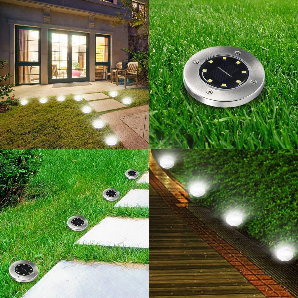 8Pack Solar Power Pathway Lights Landscape Outdoor Garden Lawn Patio Yard Lamp 