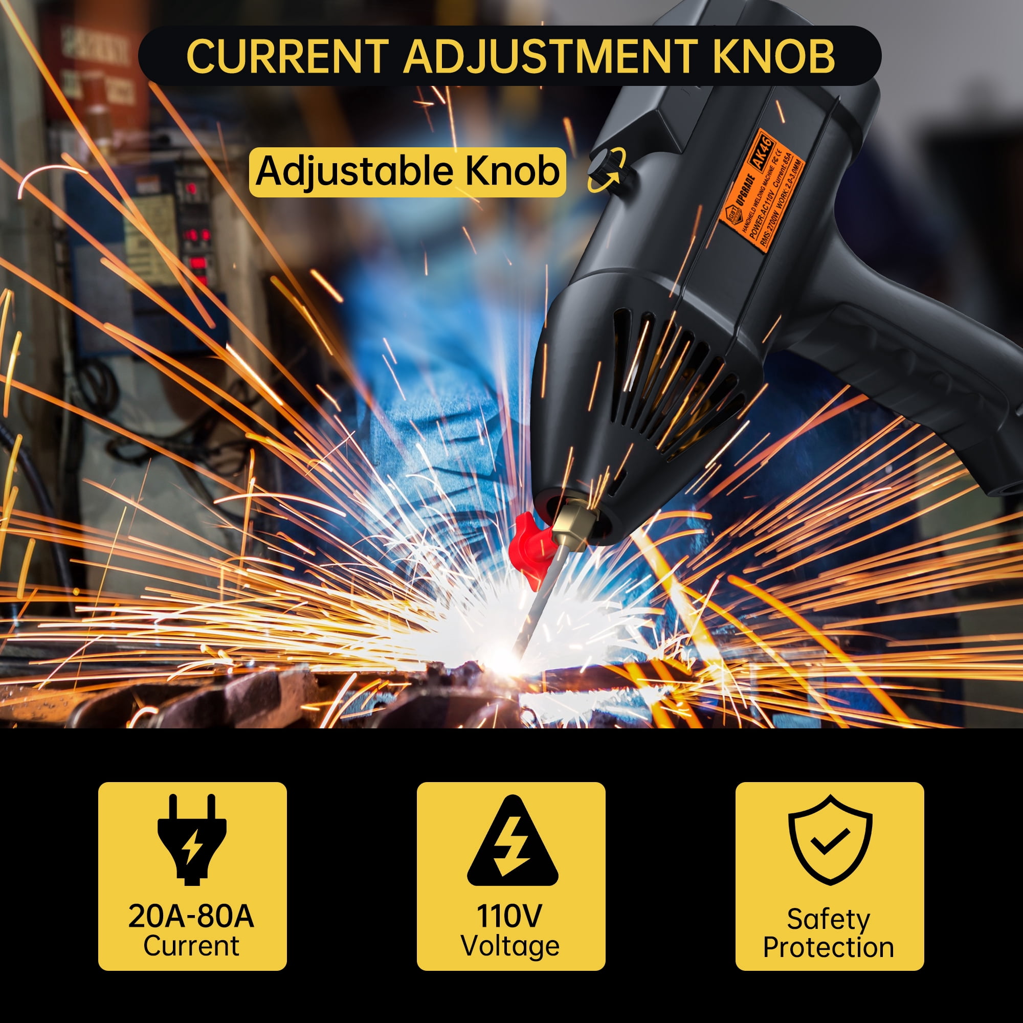 TOPTENG Welding Machine, Handheld Stick Welder, 110V Portable ARC Hand Held , Automatic Digital Current Adjustment with Welding Tool Set, with Toolbox