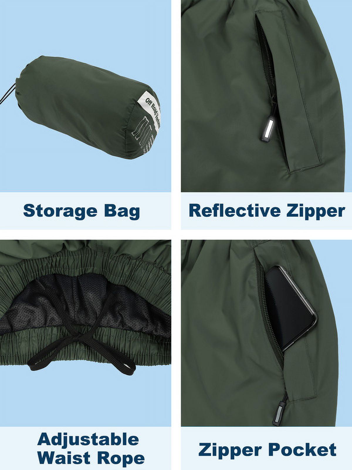 Off Road Ventures Womens Waterproof Rain Pants Lightweight Breathable Windbreaker Hiking Pants for Outdoors Golf