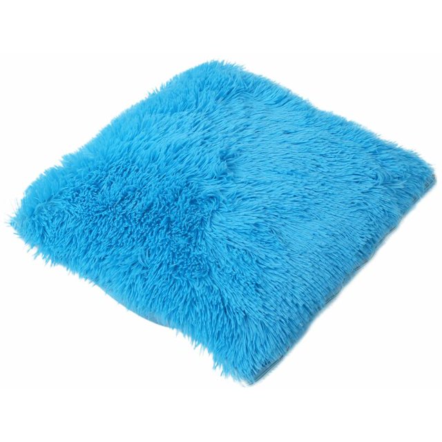 Elegante cojín de felpa para sofá, funda de cojín decorativa para la cintura (azul), 45 x 45 cm
