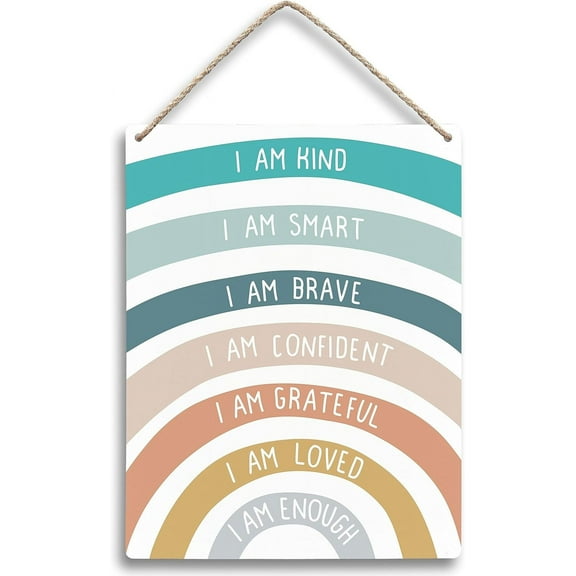 8x10 Inch Boho I Am Kind I Am Brave Wooden Signs, Positive Affirmations Wall Decor, Inspirational Wall Decor, Motivational Wall Decor, Affirmation Wall Decor, Boho Nursery Decor