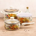 thumbnail image 2 of METALAC Pumpkin Enamel Saucepan with Glass Lid 1.95 Qt (1.85 L) Enameled Steel Pot Sauce Pan, 2 of 9
