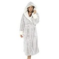 thumbnail image 3 of Gomelly Women Robe Velvet Bathrobe Warm Nightgowns Ladies Lounge Wear Sleepwear Long Sleeve Grey M, 3 of 5