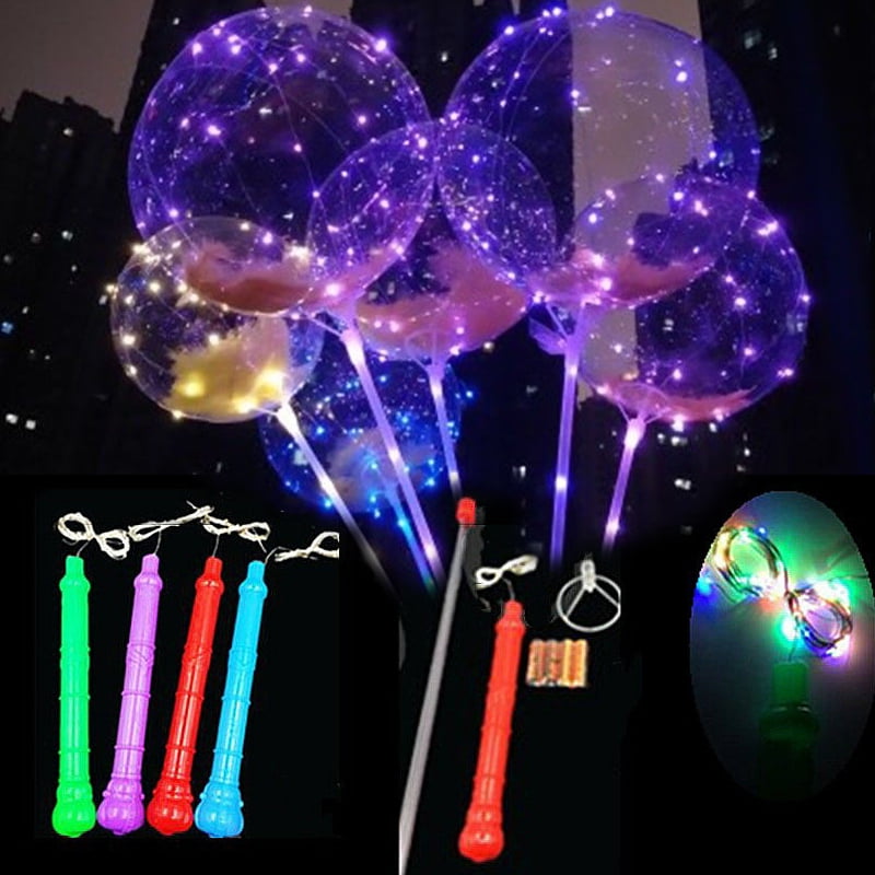 12 Bobo LED Balloons Light Up Transparent Bubble Balloon Birthday Party