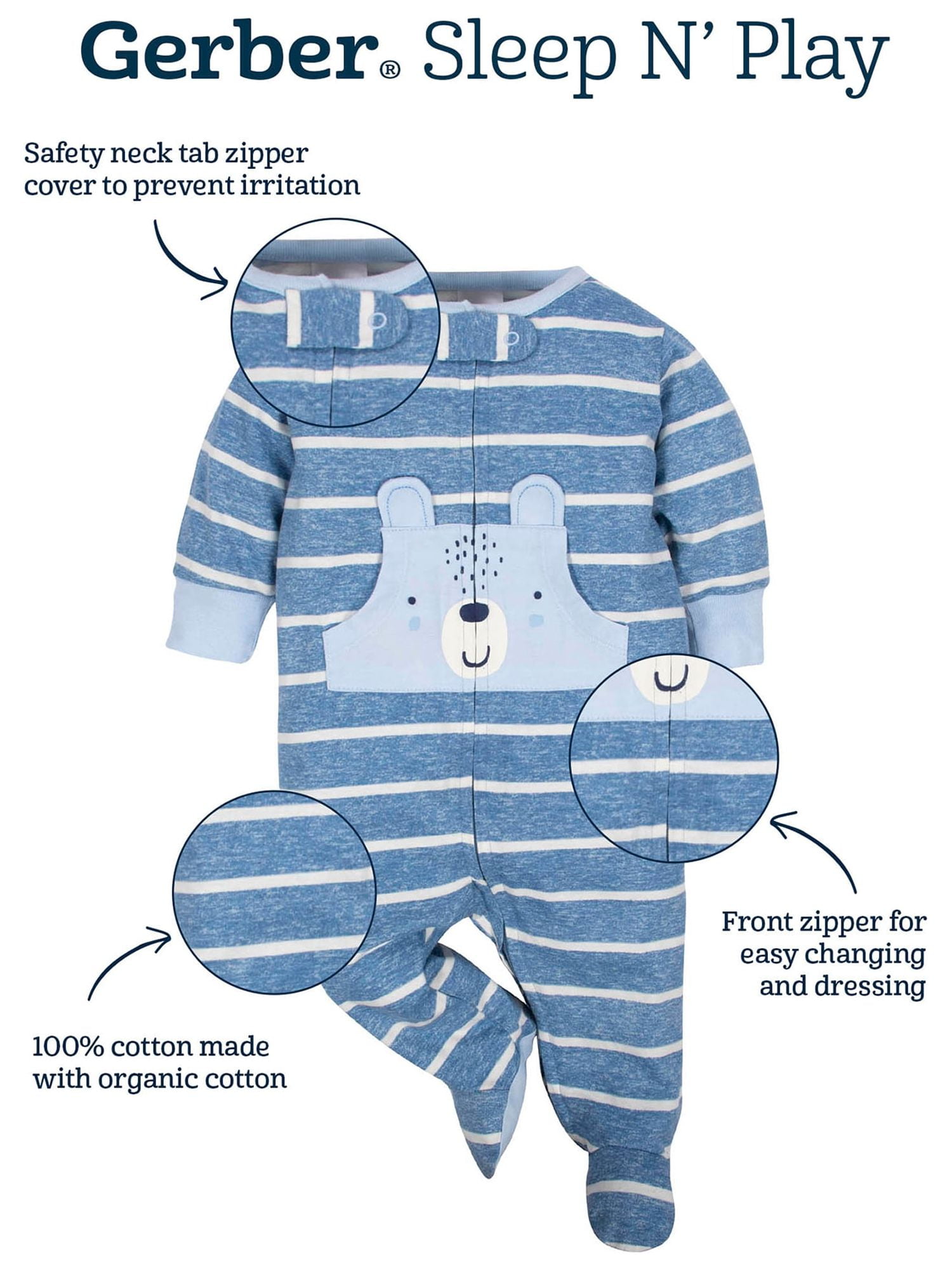Gerber Baby Boy or Girl Gender Neutral Sleep 'n Play Footed Pajamas, 4-Pack