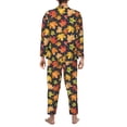 thumbnail image 3 of Mens Pajamas Set - Colorful Maple Leaves A Comfy Long Sleeve Button Up Pajama Sets for Men 2 Piece, Soft Sleepwear Nightwear Pjs Lounge Sets for Men with Pockets, 3 of 5