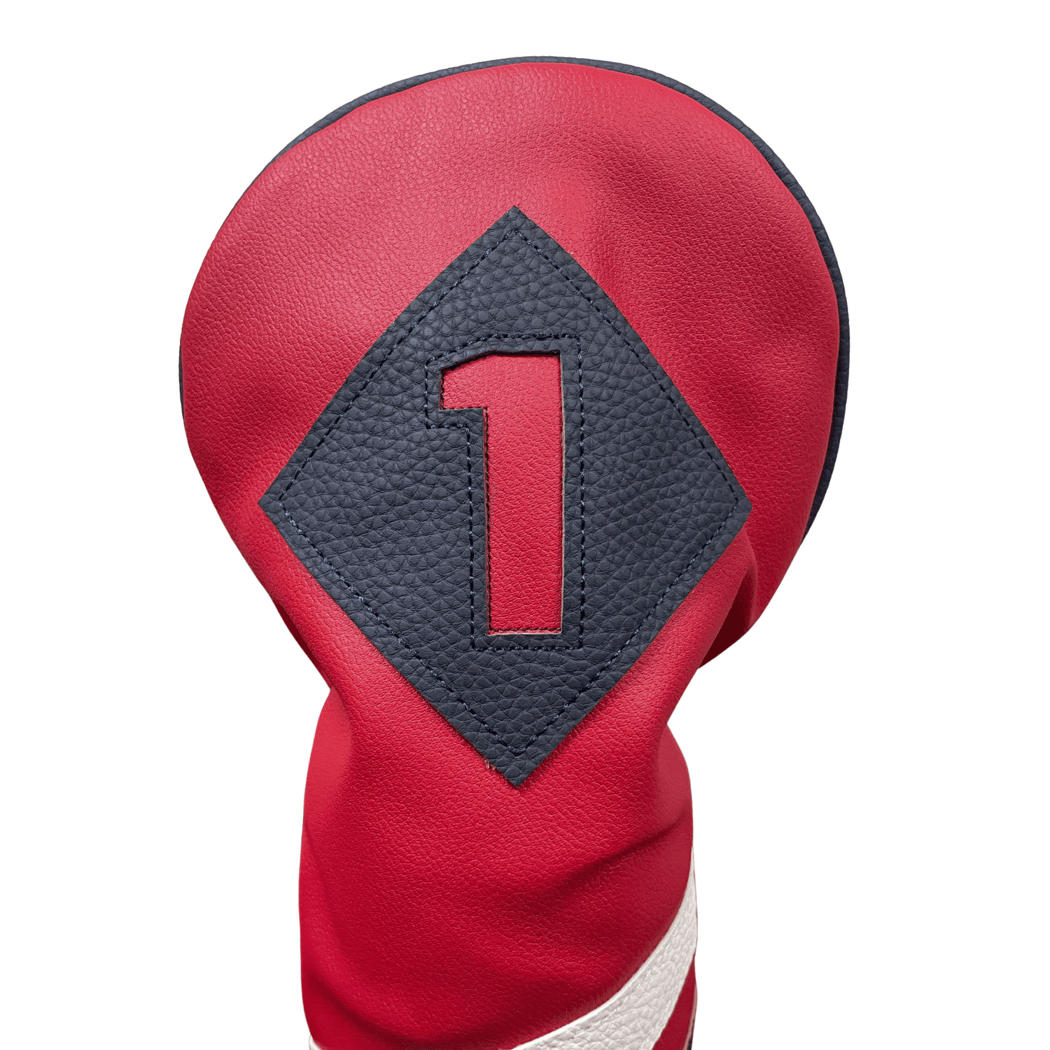 Majek Retro Golf Headcovers Red with White and Blue Stripe Vintage Leather Style 1 3 H Driver Fairway Wood and Hybrid Head Cover Classic Look