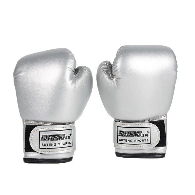 2 Pcs Gants d'Entraînement de Boxe en Cuir pour Enfants (Blanc)