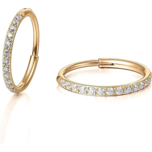 F136 Titanium Slim Hoop Earrings, Cubic Zirconia Huggie Earrings for Women,Small Hoop Earrings for Women, Hypoallergenic Earrings,Great Gift for Women