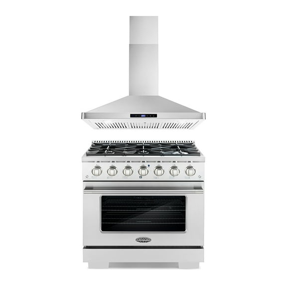 2-Piece Kitchen, 36" Gas Range and 36" Wall Mount Range Hood