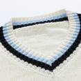 thumbnail image 4 of Men's V Neck Knit Sweater Long Sleeve Pullover Casual Striped Trim Sweater, 4 of 9