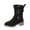 Y-260 Black, variant on Y-260 Black Ladies Double Buckle Chunky Heel Mid Calf Footwear Fall Winter Suede Short Boots For Women Trendy Fit